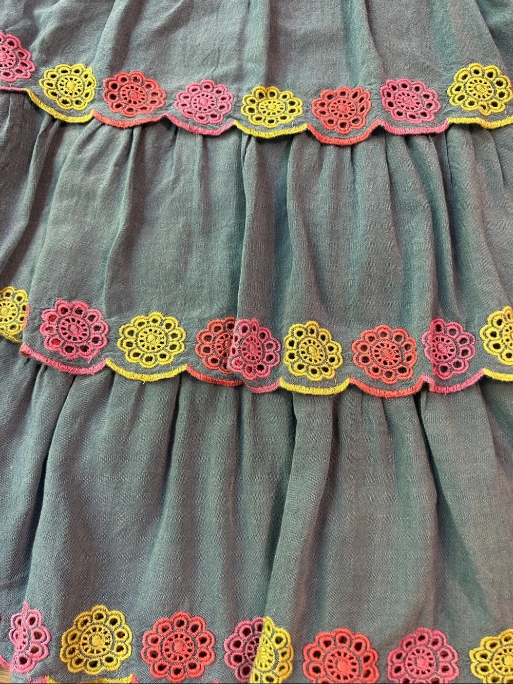 Old Navy Sleeveless Blue Tiered Eyelet Dress with Ruffles for Girls Size L 10-12